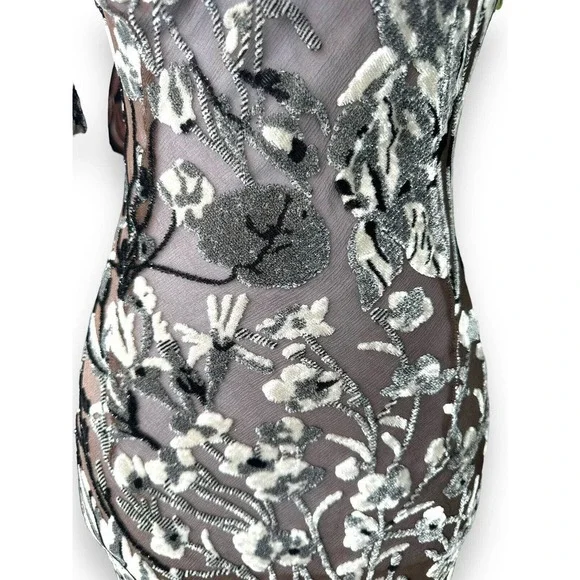 Voyage Invest In Original Dress Maxi Silk Velvet Sheer Mesh Sequin Sz M England